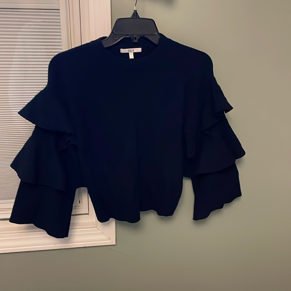 Anthropologie black short crop sweater size s